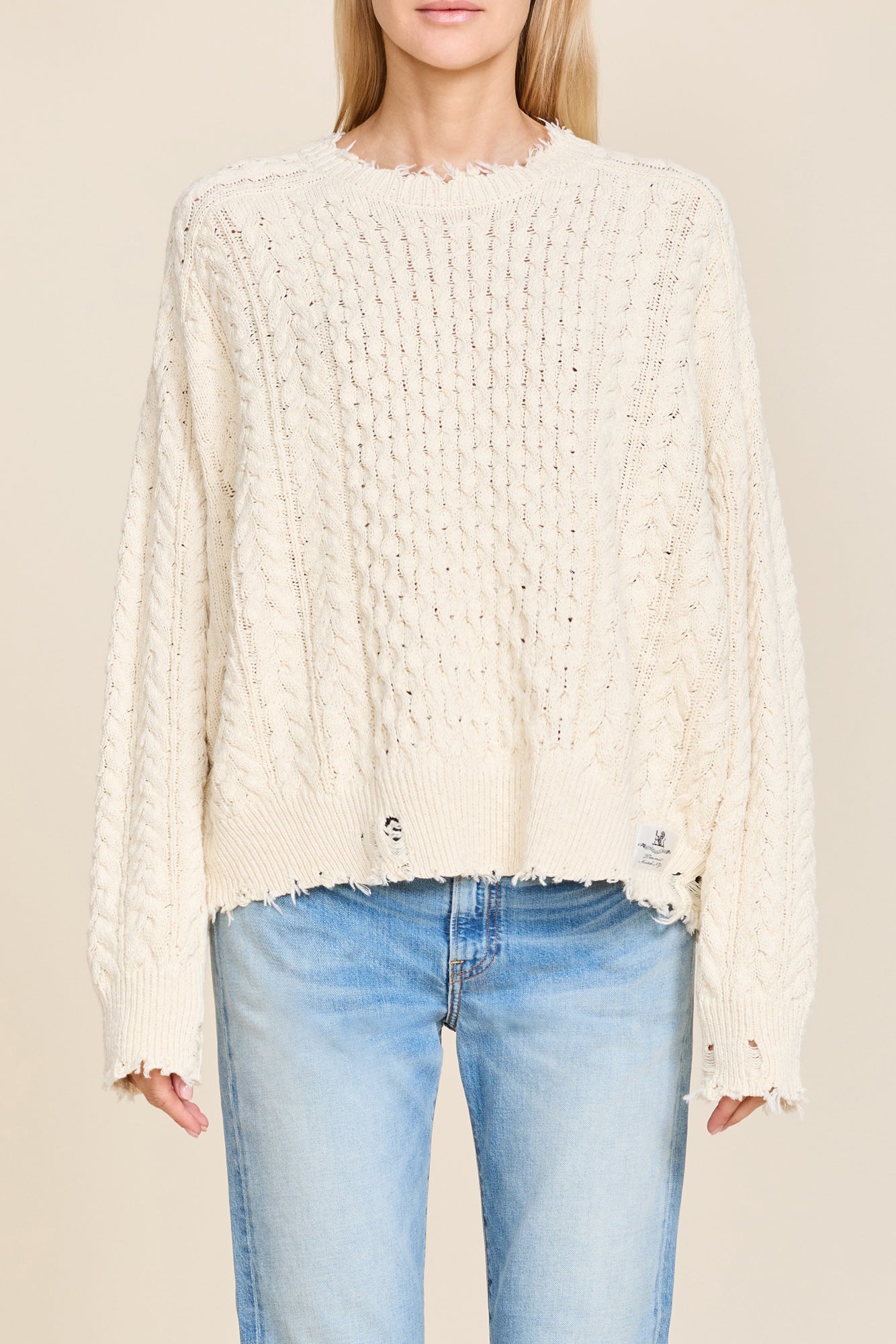 Oversized Cropped Aran Sweater