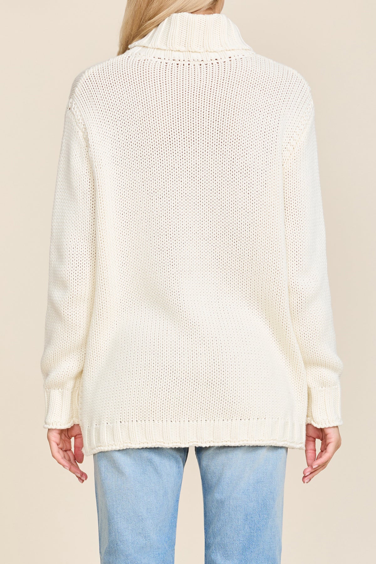 American Flag Turtleneck Sweater - Ecru