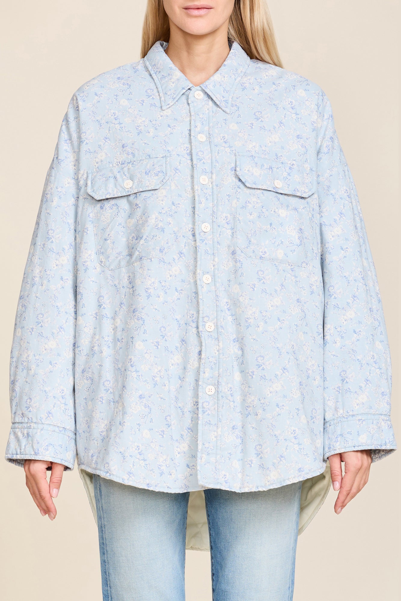 Floral Shirt Jacket - Blue