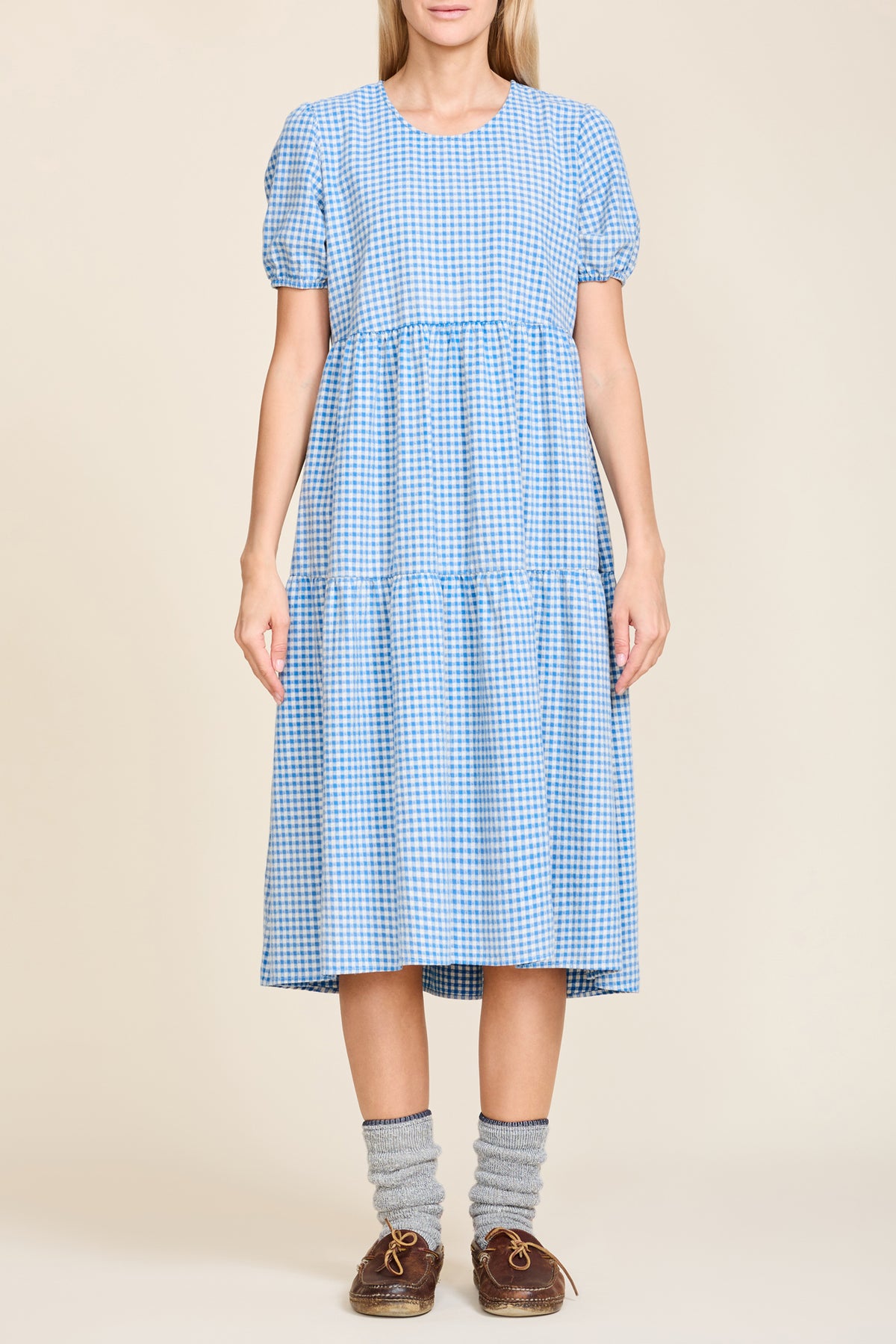 Gingham Midi Dress - Blue