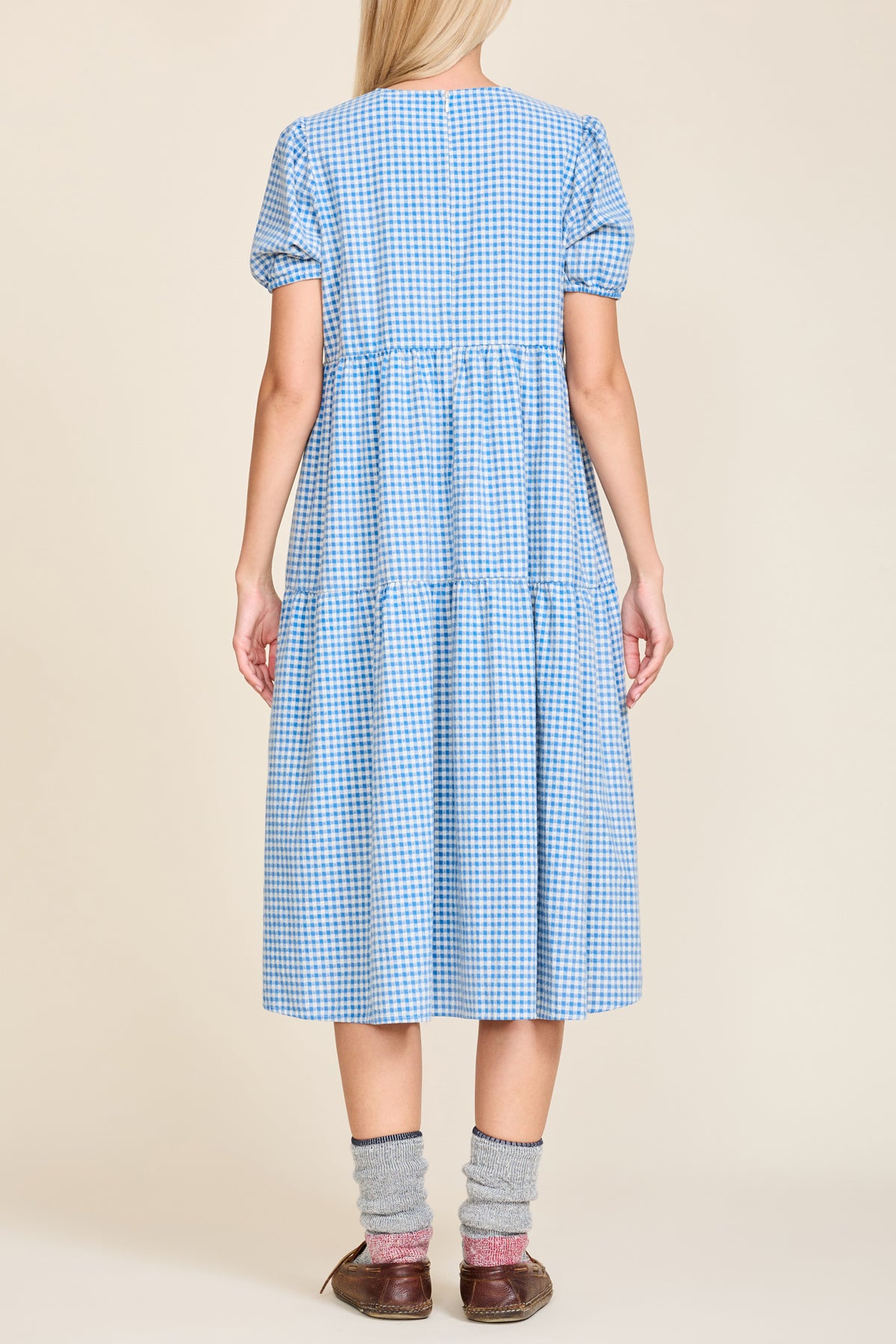 Gingham Midi Dress - Blue