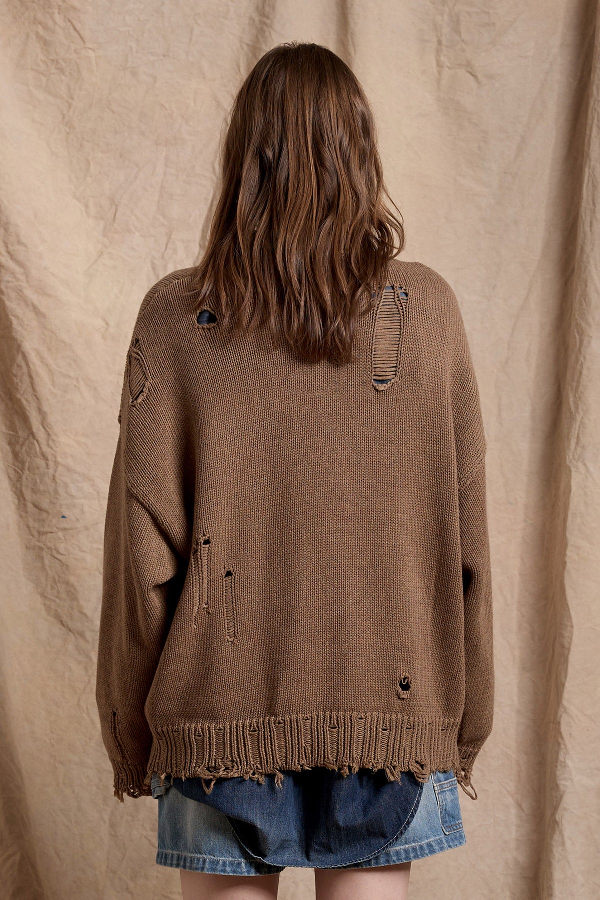 American Flag Sweater - Light Heather Brown