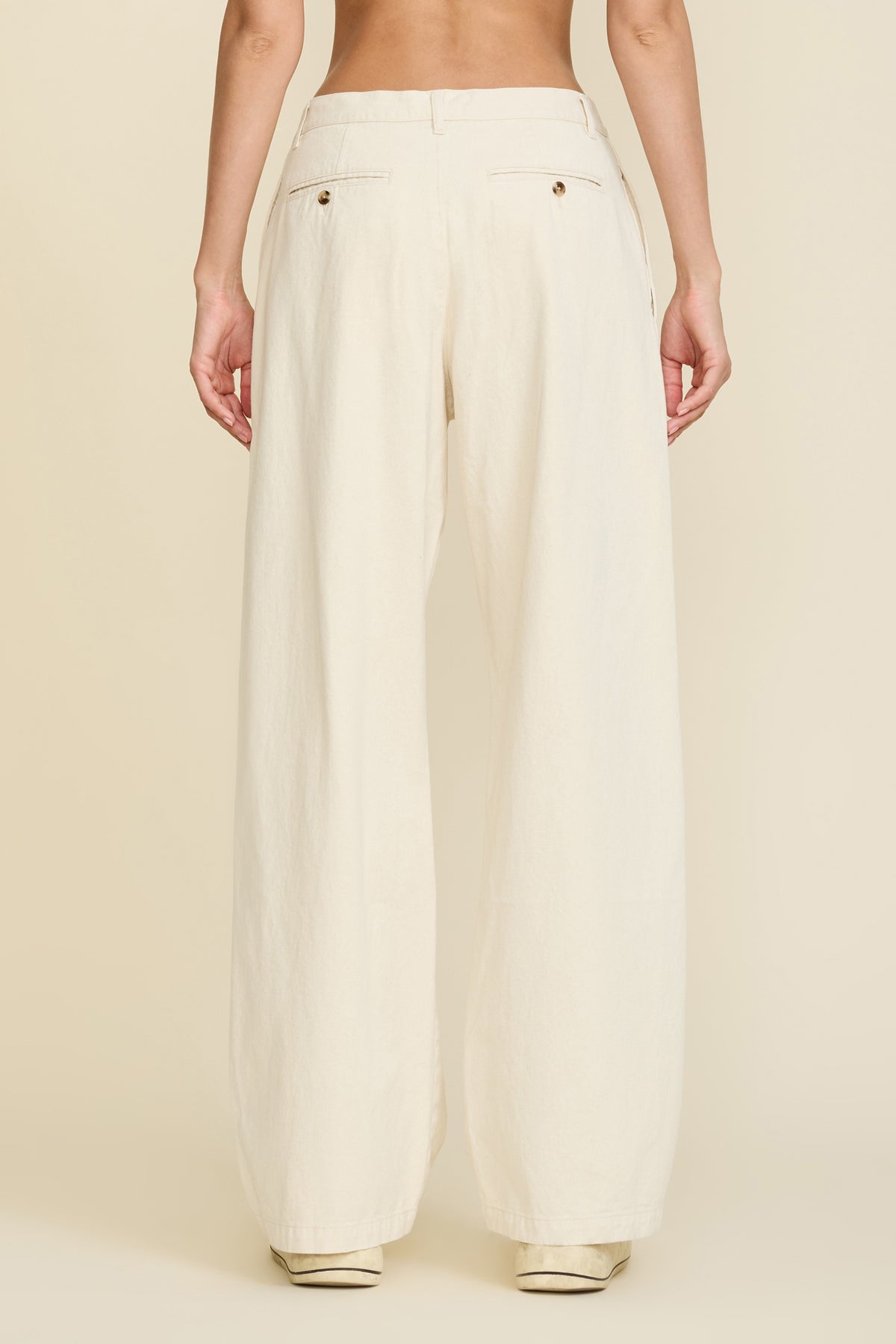 Flat Front Wide Leg Chino - Natural