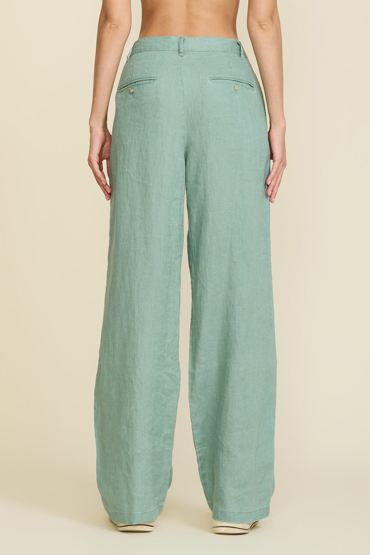 Double Pleat Wide Leg Chino - Sage