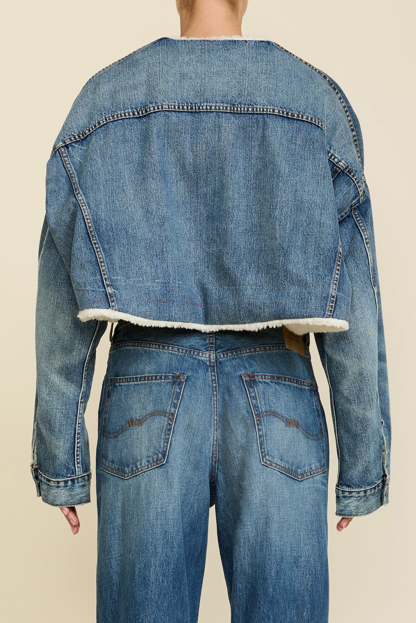 Cropped fashion denim jacket oversized