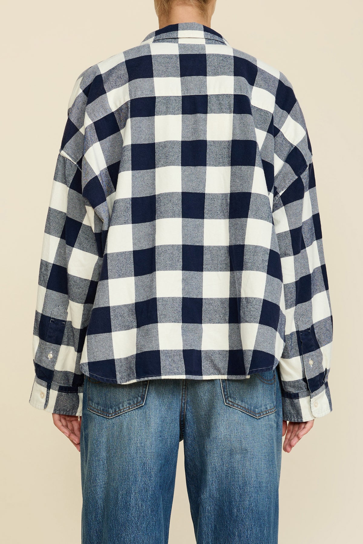 Cropped Shirt - Navy/ Ecru Buffalo