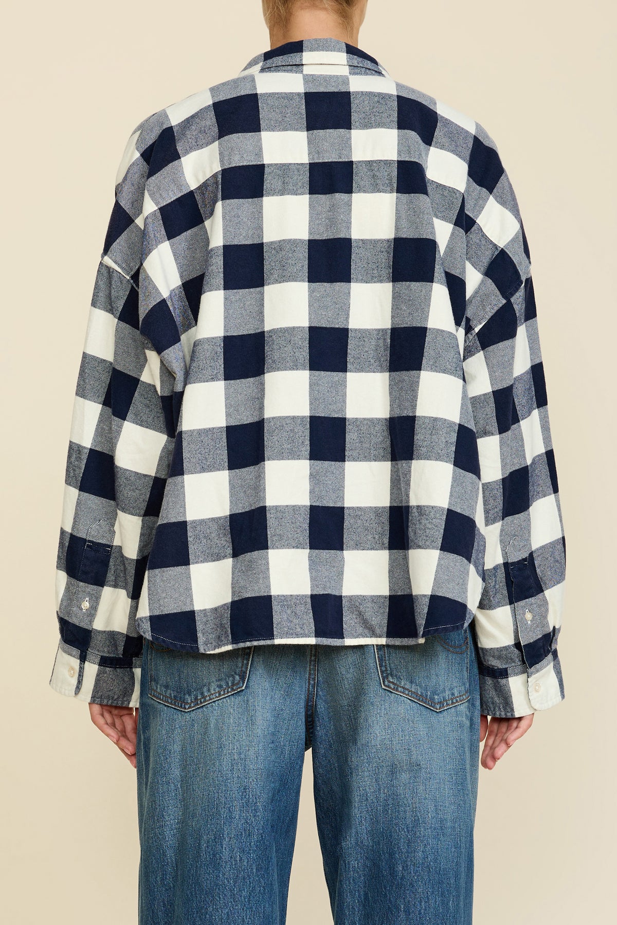 Cropped Shirt - Navy/Ecru Buffalo