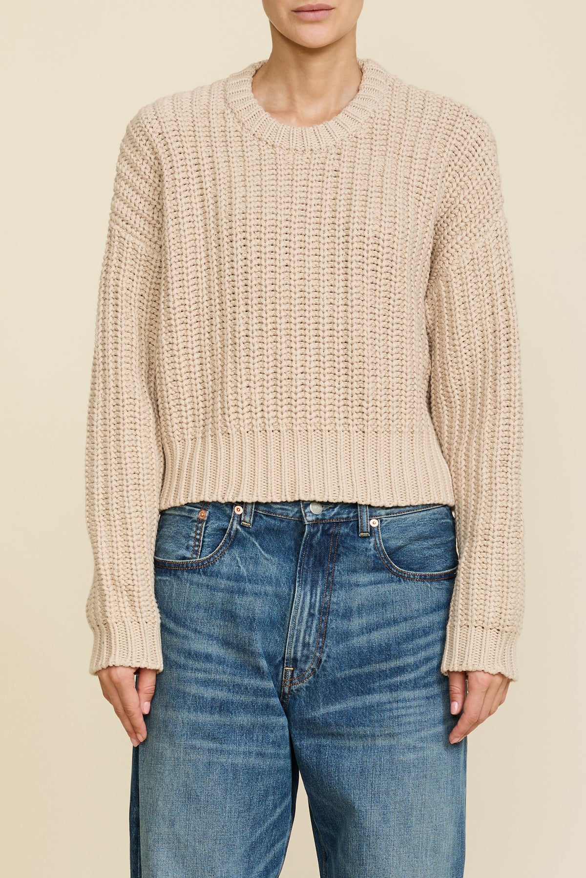 Chunky Boxy Sweater - Beige