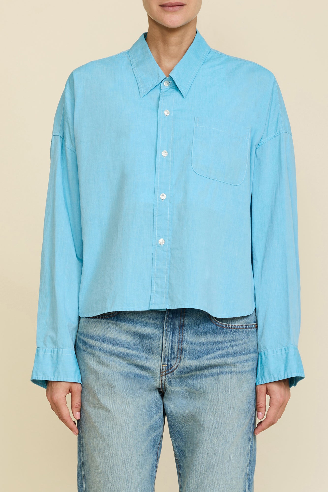 Cropped Shirt - Bright Blue - denimist