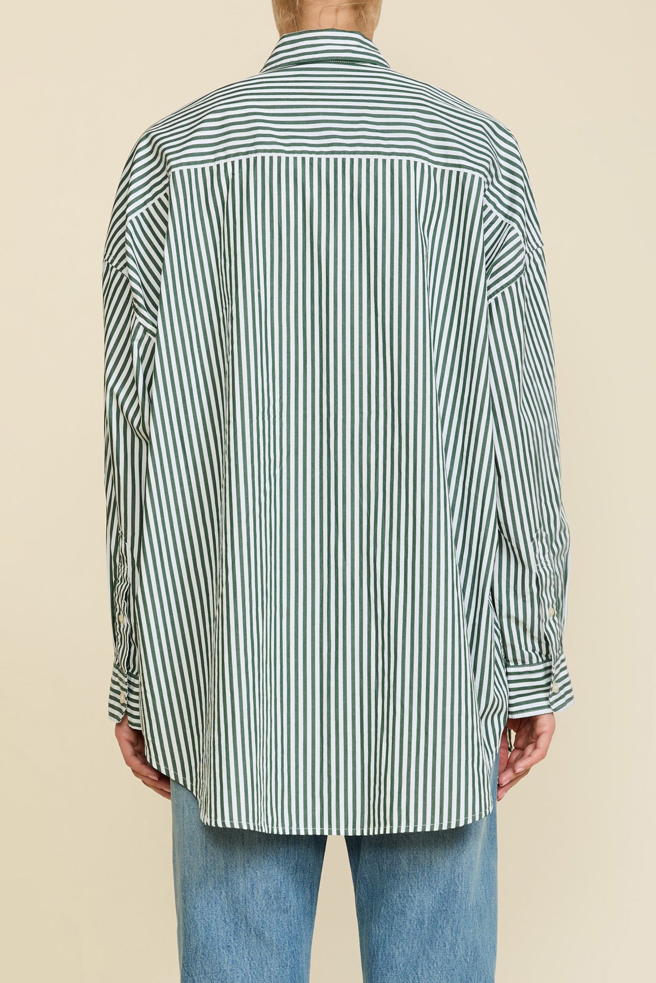 Button Front Shirt - Green Stripe