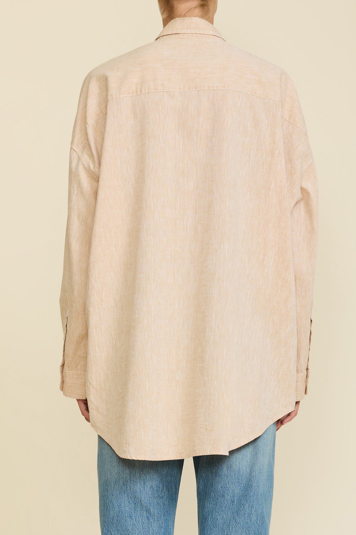 Button Front Shirt - Beige Cotton