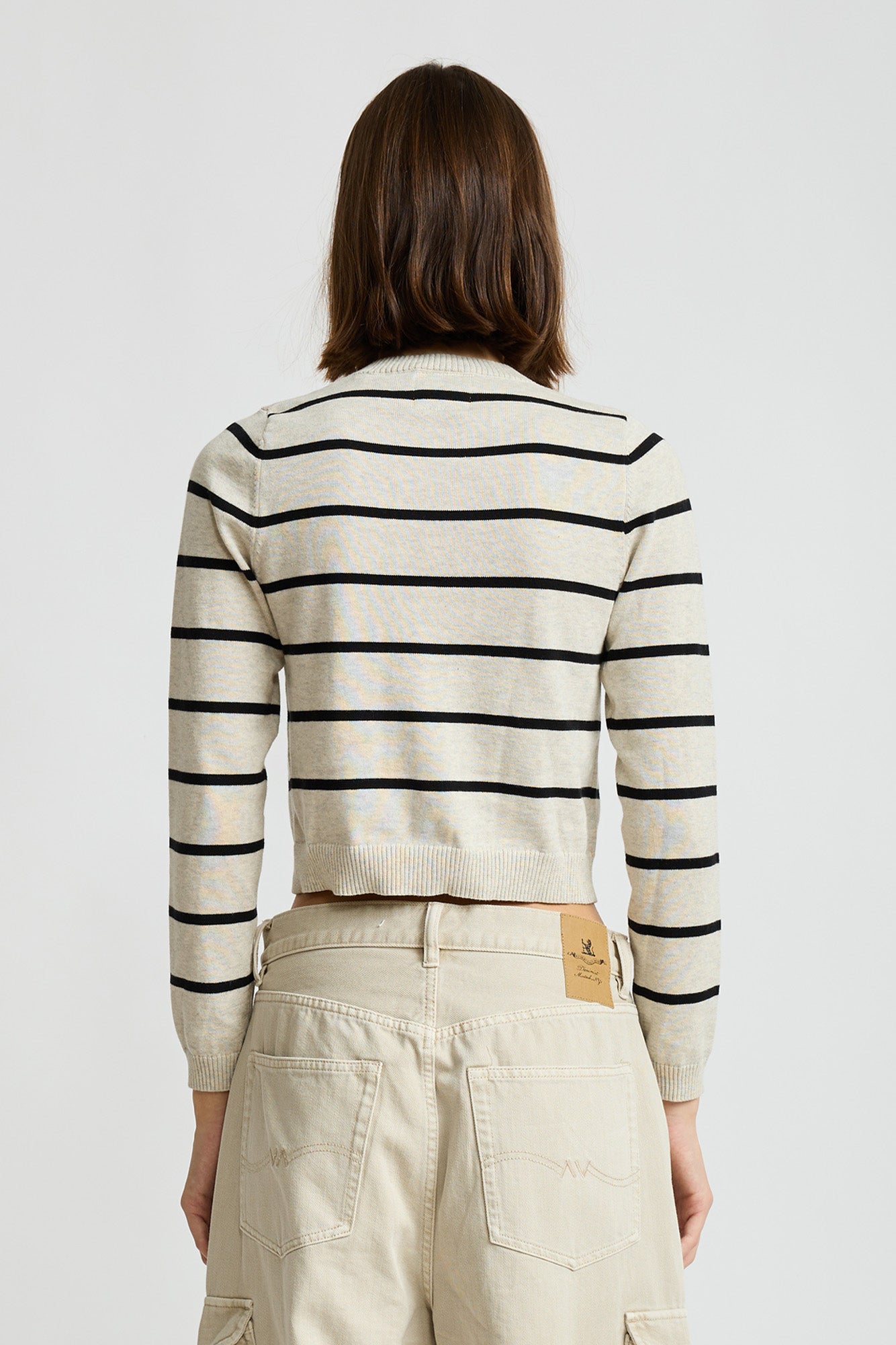 Riley Cardigan - Heather Grey With Black Stripe