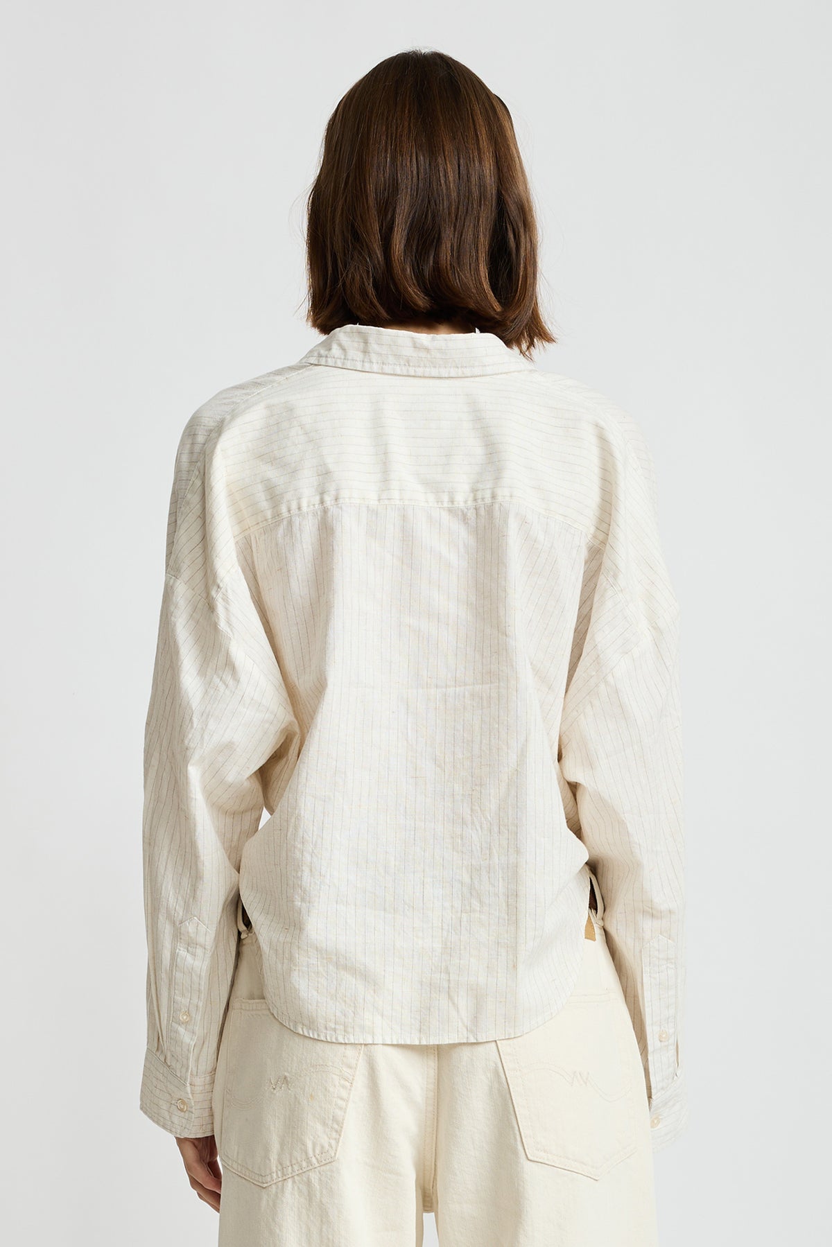 Twisted Front Shirt - Off White Pinstripe
