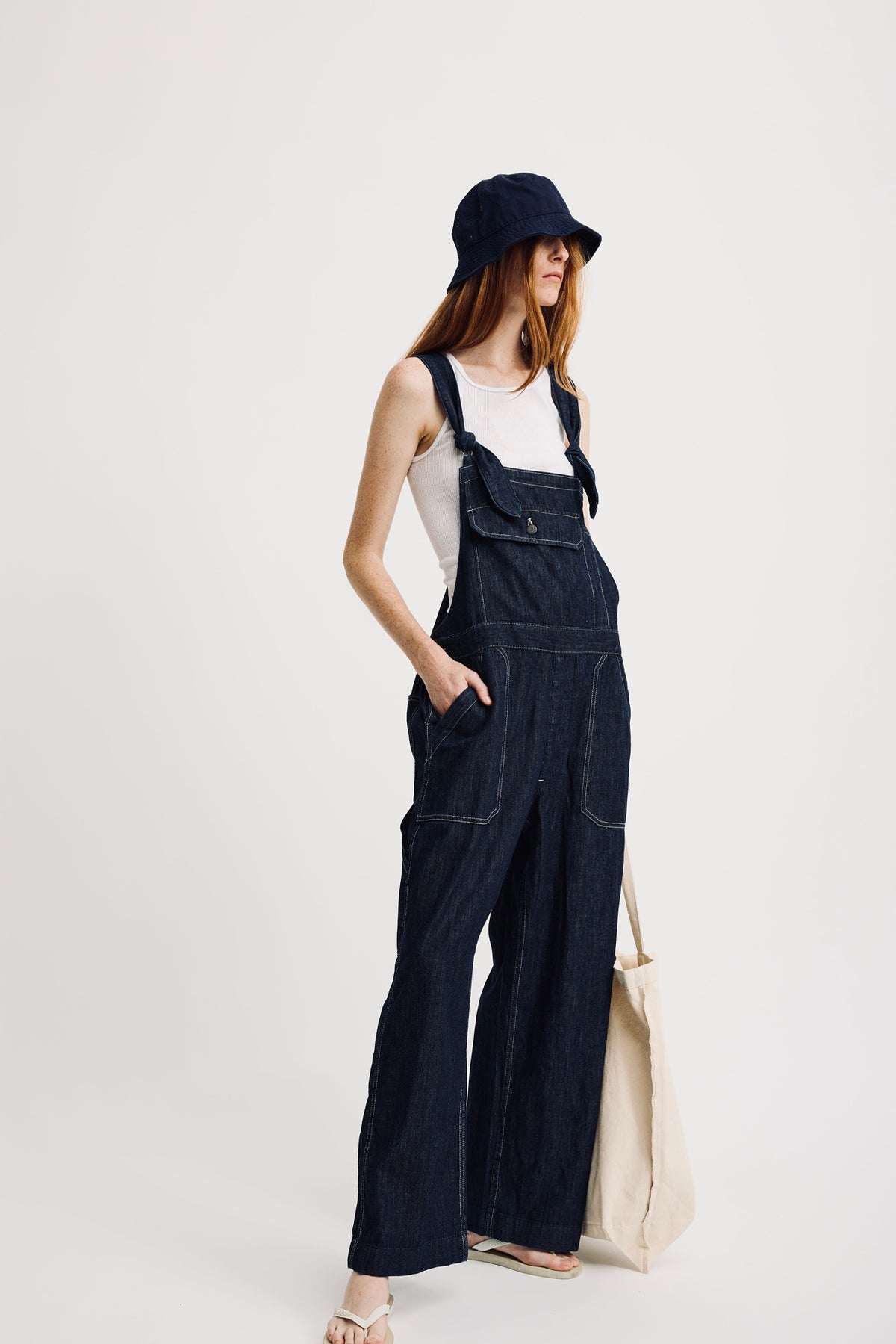 Tie Strap Relaxed Overall - Drapey Rinse Indigo