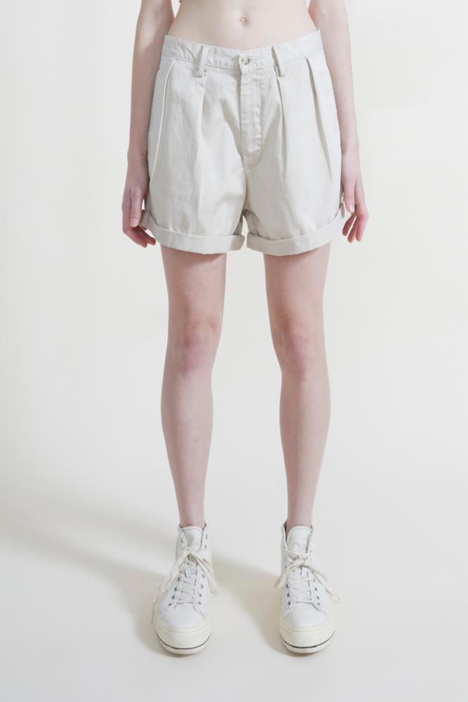 Blair Double Pleated Short w/ Cuff - Ivory