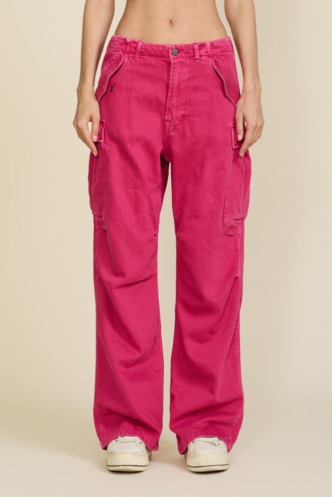 Wide Leg Cargo Jean - Vibrant Pink