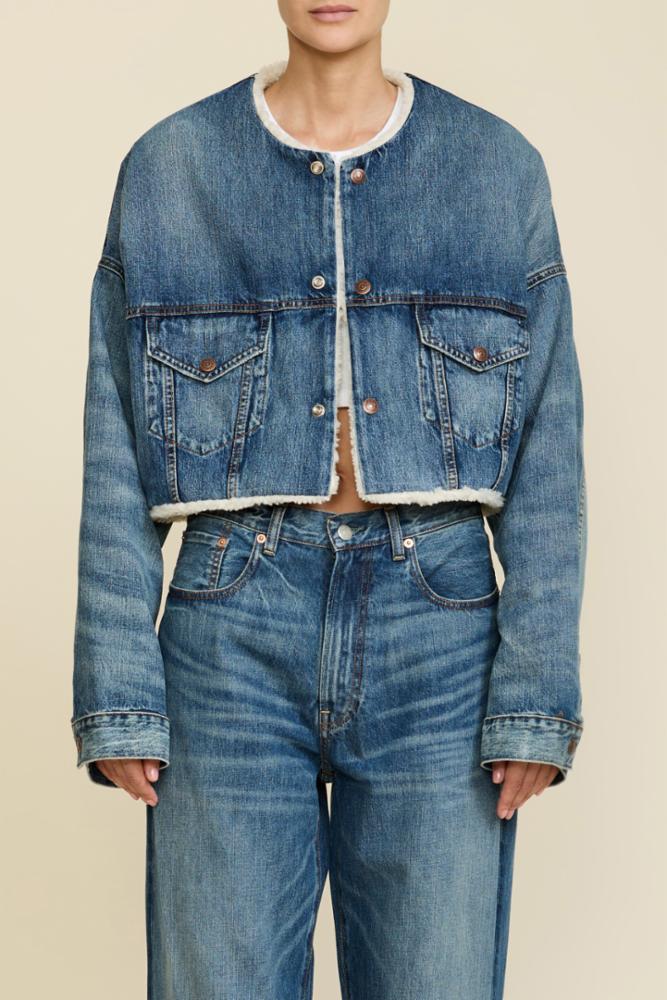 Oversized Cropped Denim Jacket - Blake