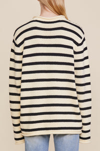 Oversized Striped Sweater - Ecru