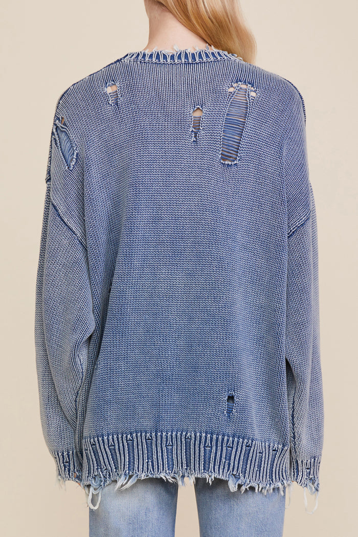 American Flag Sweater - Light Indigo