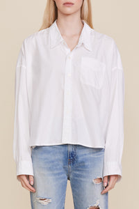 Cropped Button Front Shirt - White