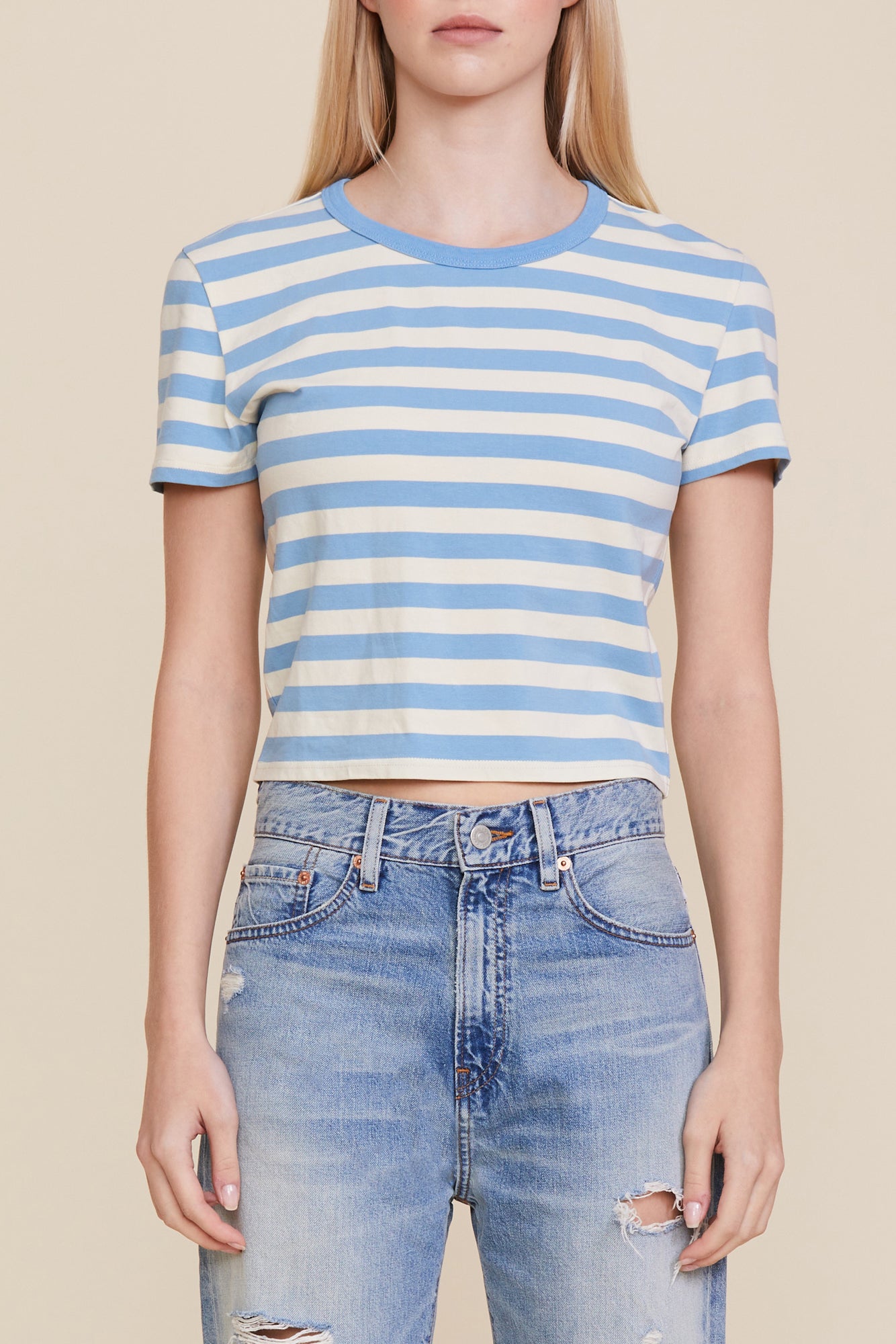 Baby Tee - Light Blue/White Stripe