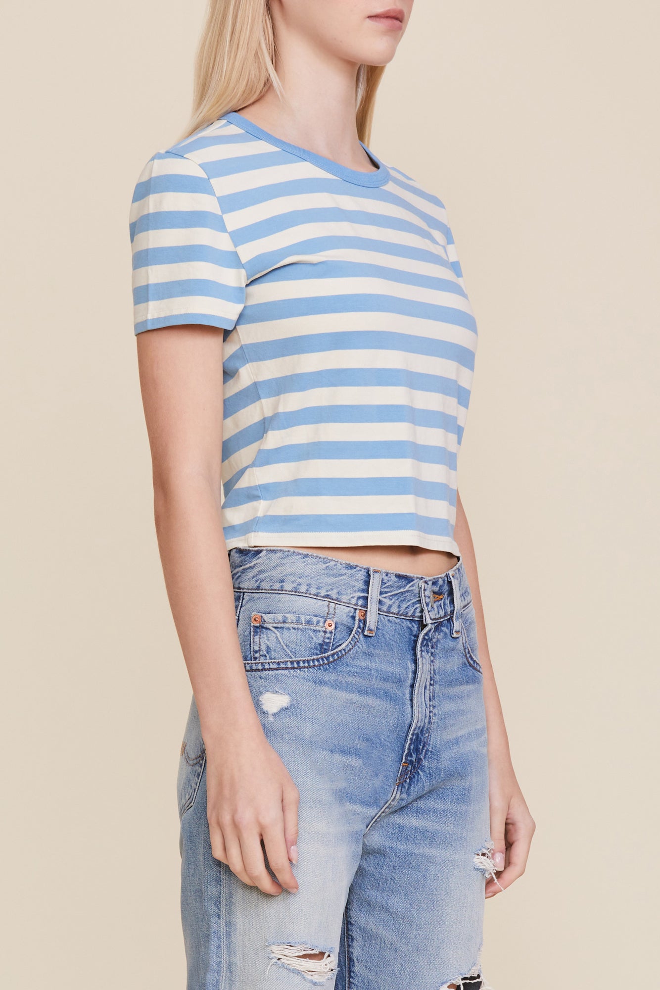 Baby Tee - Light Blue/White Stripe