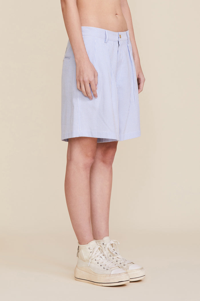 Double Pleated Shorts - Light Blue