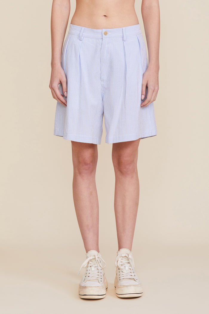 Double Pleated Shorts - Light Blue