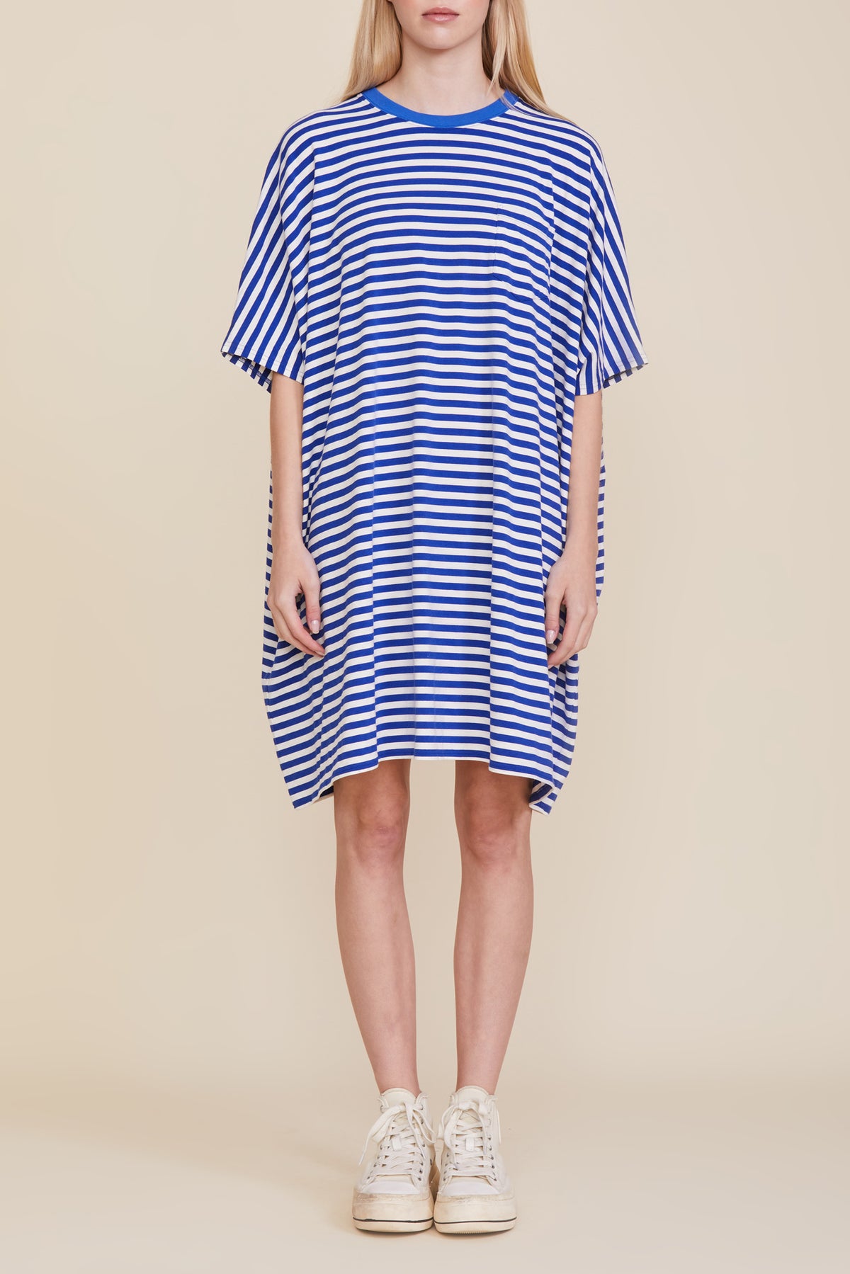 Pocket Tee Dress - Royal Blue/White Stripe