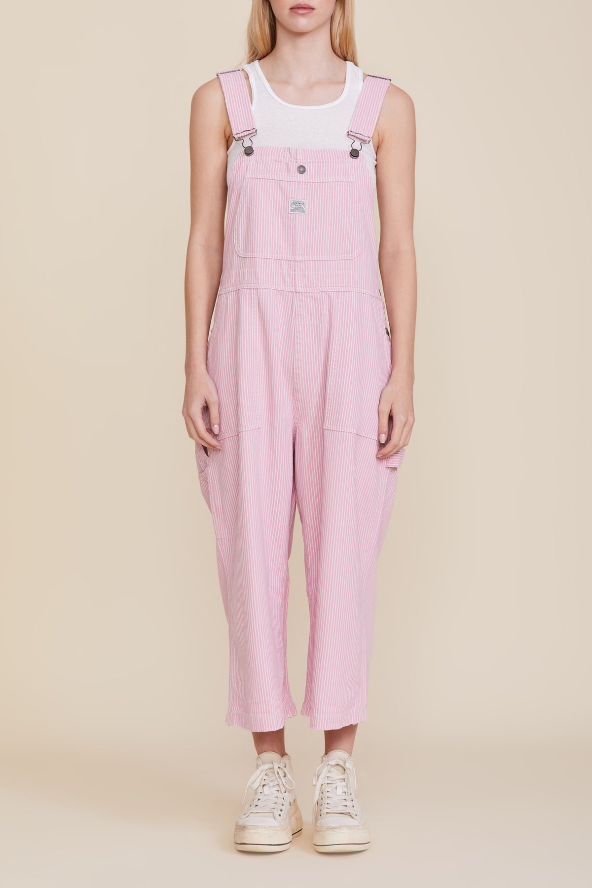 Relaxed Overall - Pink Railroad Stripe
