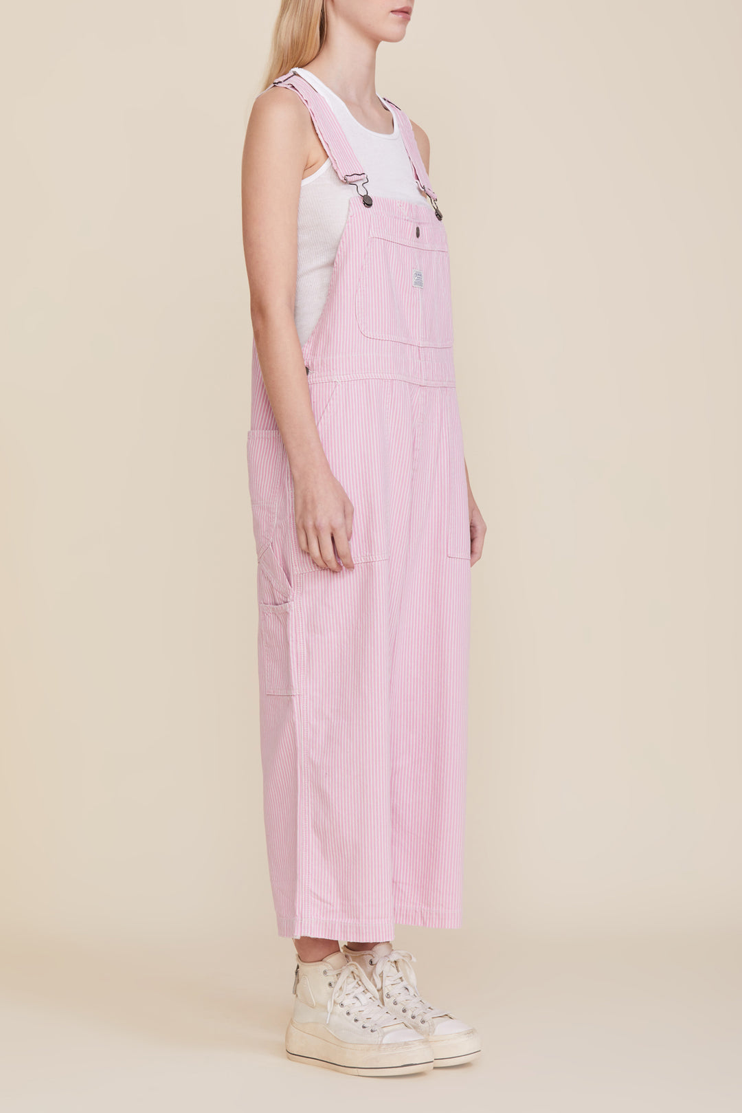 Relaxed Overall - Pink Railroad Stripe