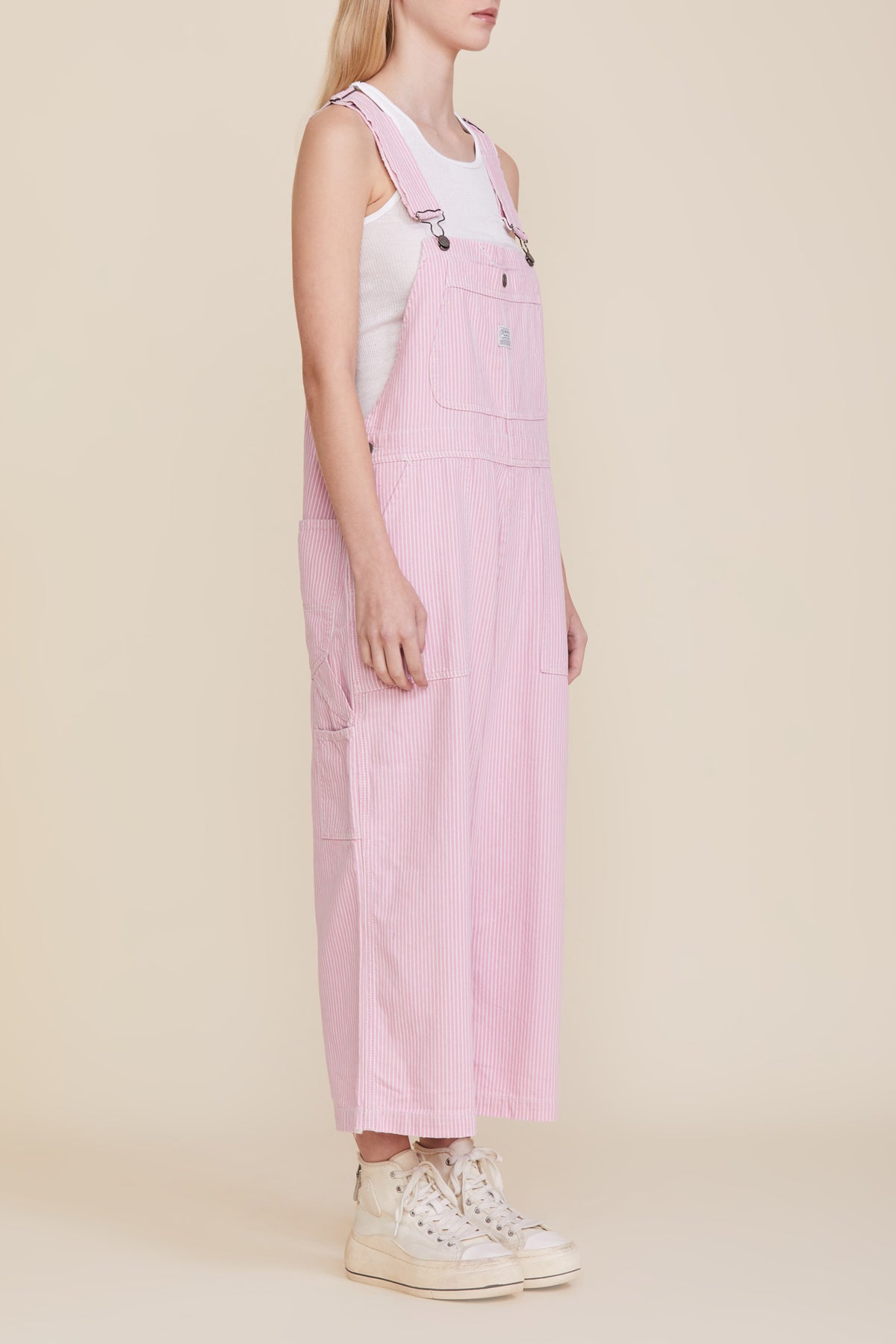 Relaxed Overall - Pink Railroad Stripe