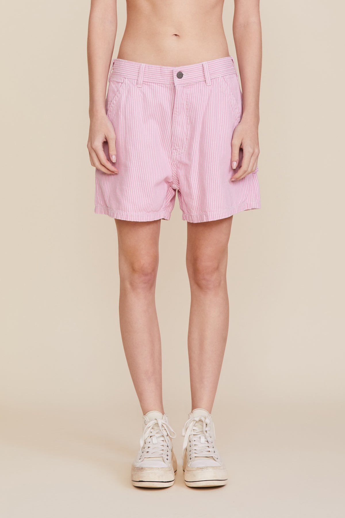 Carpenter Short - Pink Railroad Stripe