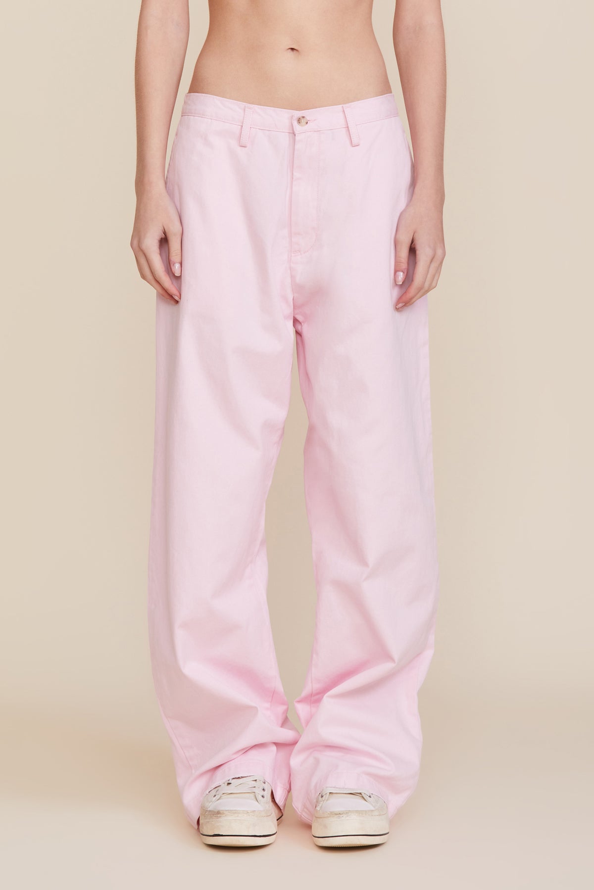 Teri Wide Leg Chino Pant - Pink