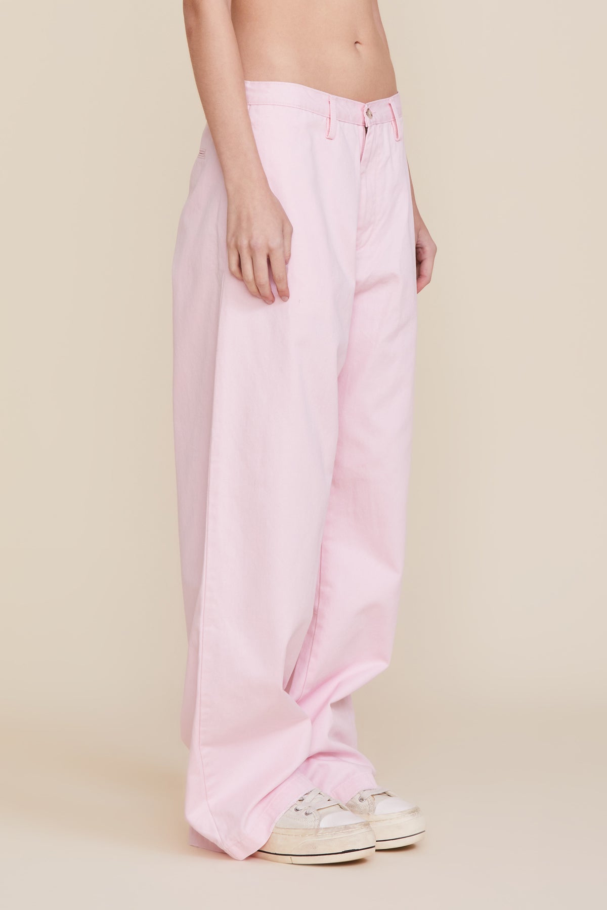 Teri Wide Leg Chino Pant - Pink